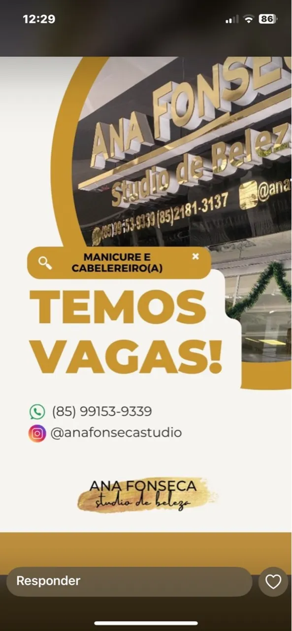 Vaga para Cabeleireiro e Manicure 