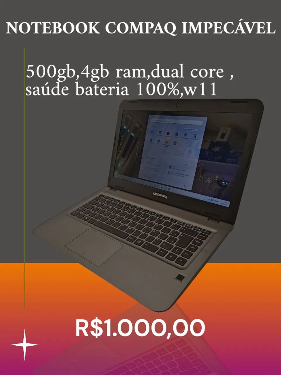 Notebook Compaq Impecável - 500GB, 4GB RAM, Dual Core - Notebooks ...
