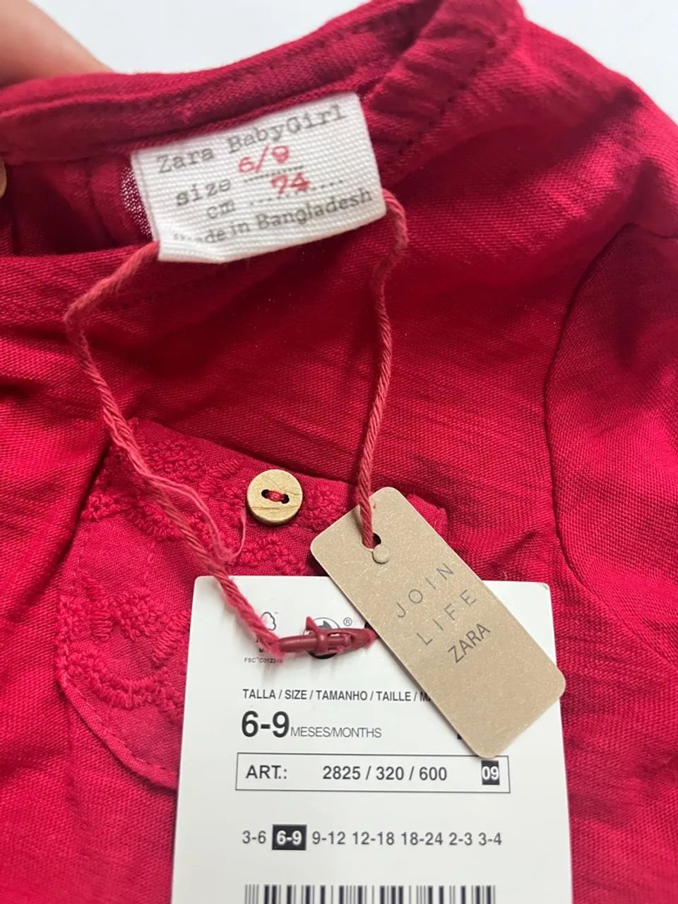 Camiseta infantil vermelha Zara 6 a 9m  - Foto 2