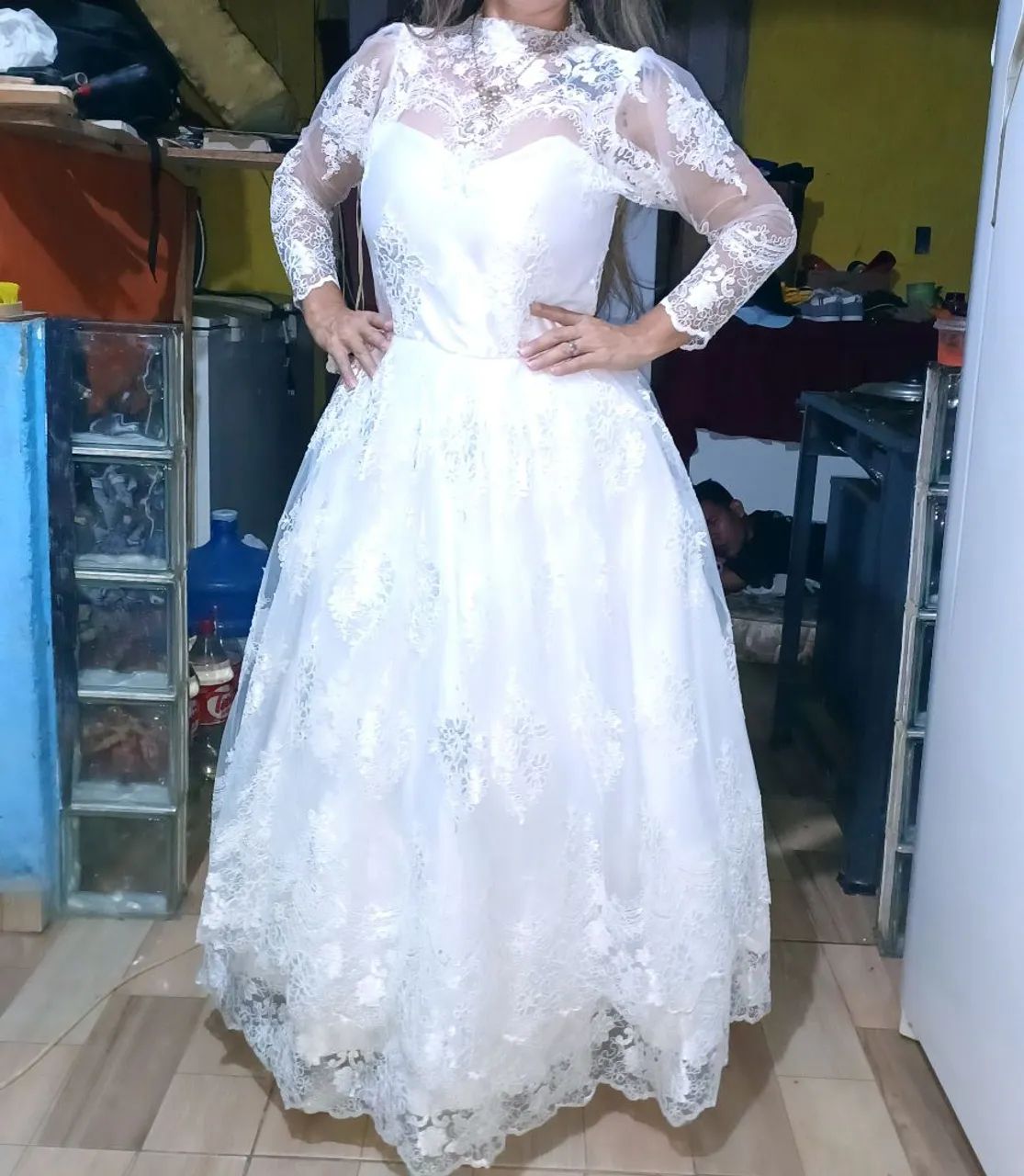 Vestido de noiva elegante com renda