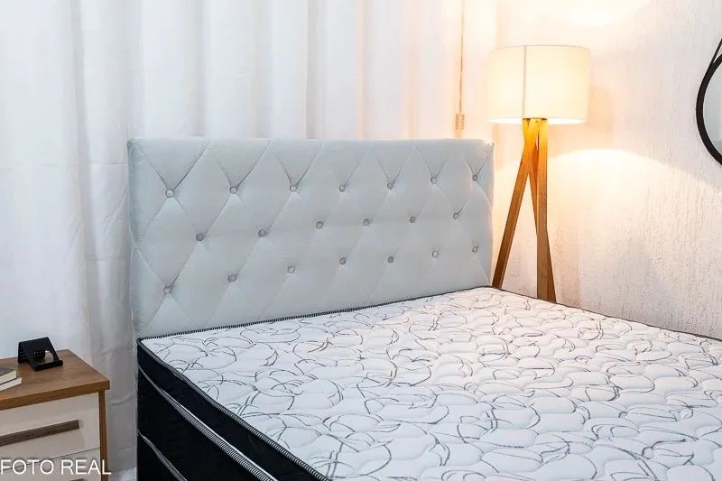Cabeceira Casal Zara Veludo Prata rf65