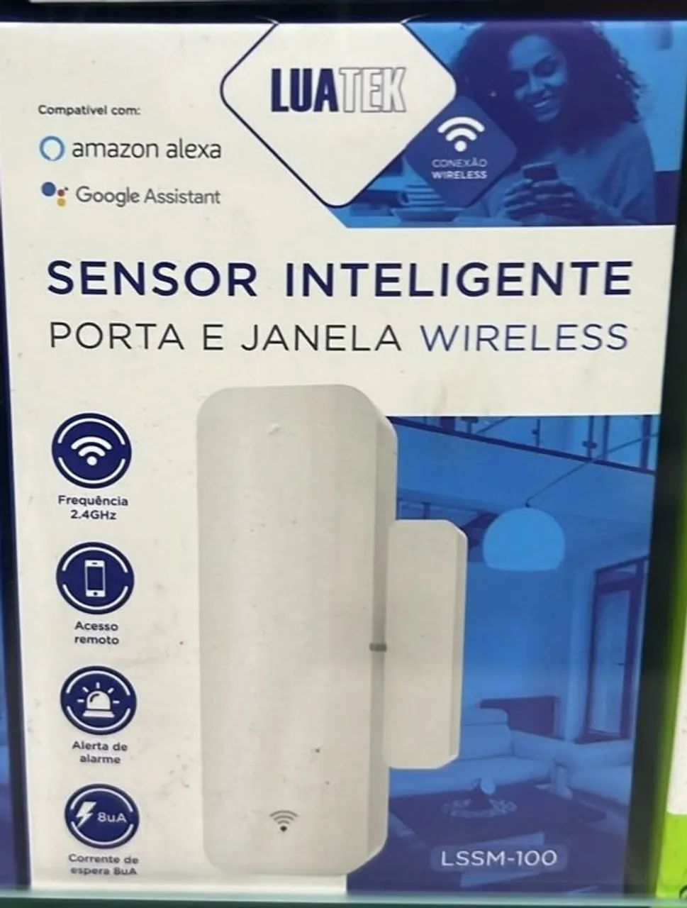 Sensor Inteligente Porta e Janela Conexão Wireless Lua Tek Smart Wifi Amazon Alexa Google 