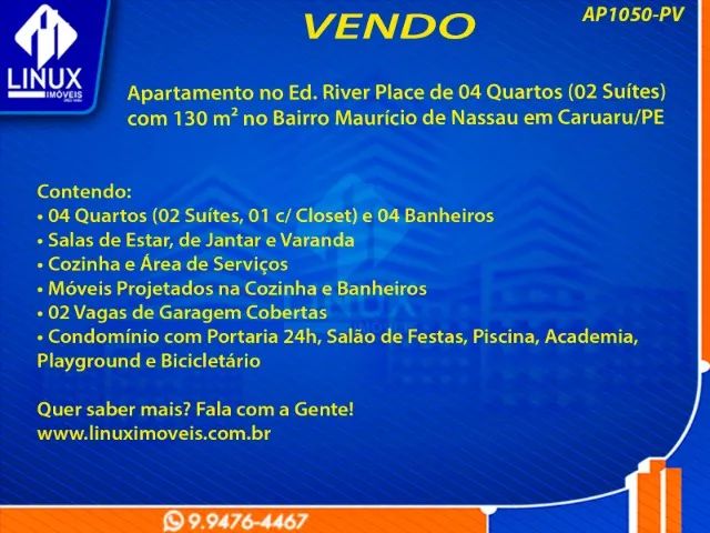 Apartamento no Ed. River Place à Venda (AP1050-PV) - Foto 2