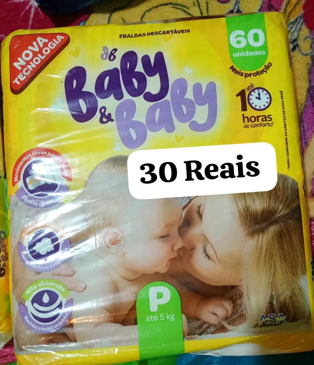 Fraldas Baby & Baby - Pacote com 60 unidades