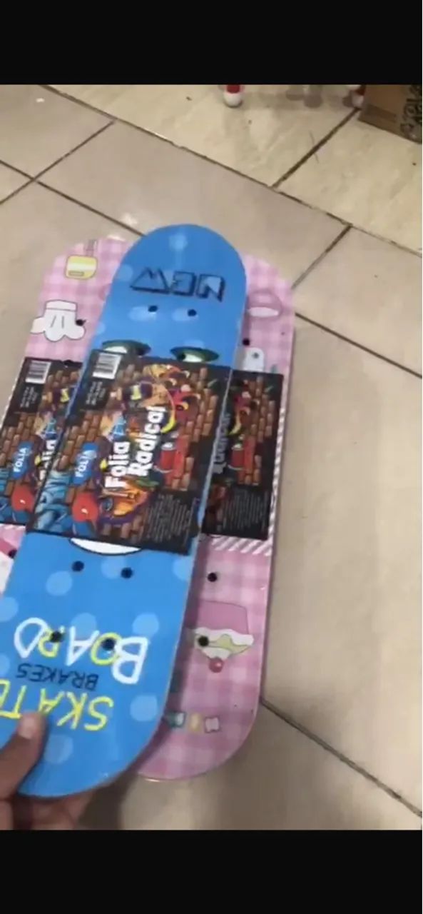 Skate Infantil Semi Profissional Montado Estampado 60cm 45kg