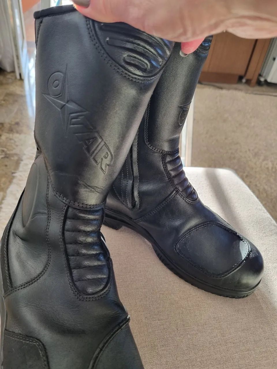 Bota motociclista couro