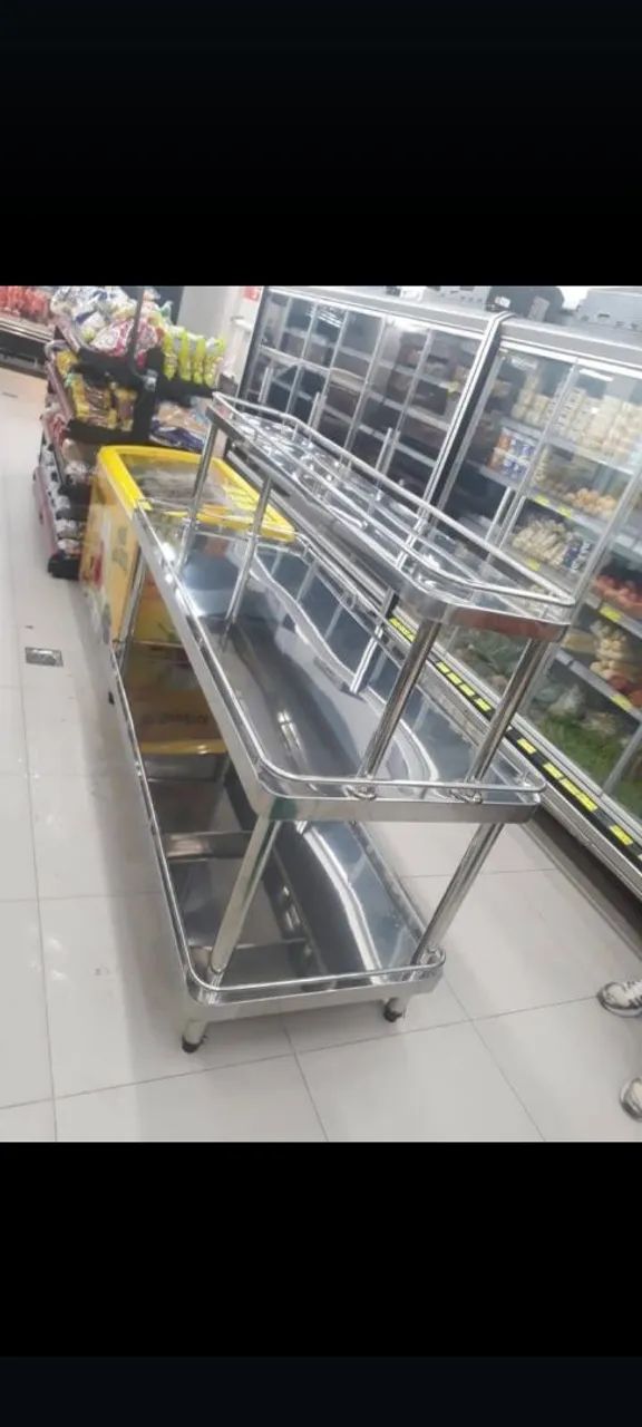 Expositor/Prateleira em Aço Inox para Supermercado