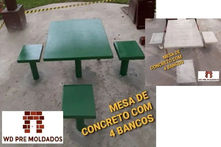 Banco e Mesa de Praça de Concreto Direito da Fábrica 