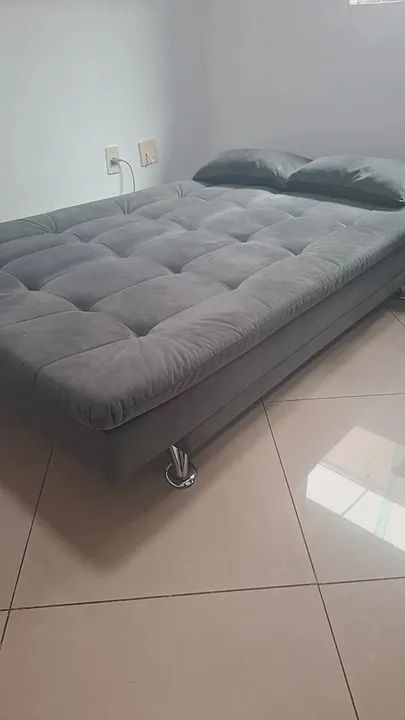 Sofá Cama 3 lugares cinza - Foto 6