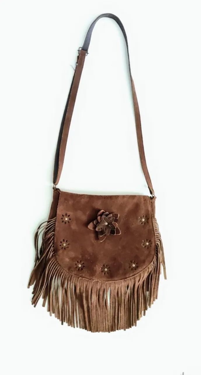 Bolsa de Ombro marrom com franjas - Foto 5