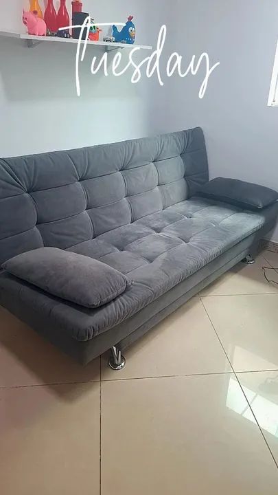 Sofá Cama 3 lugares cinza