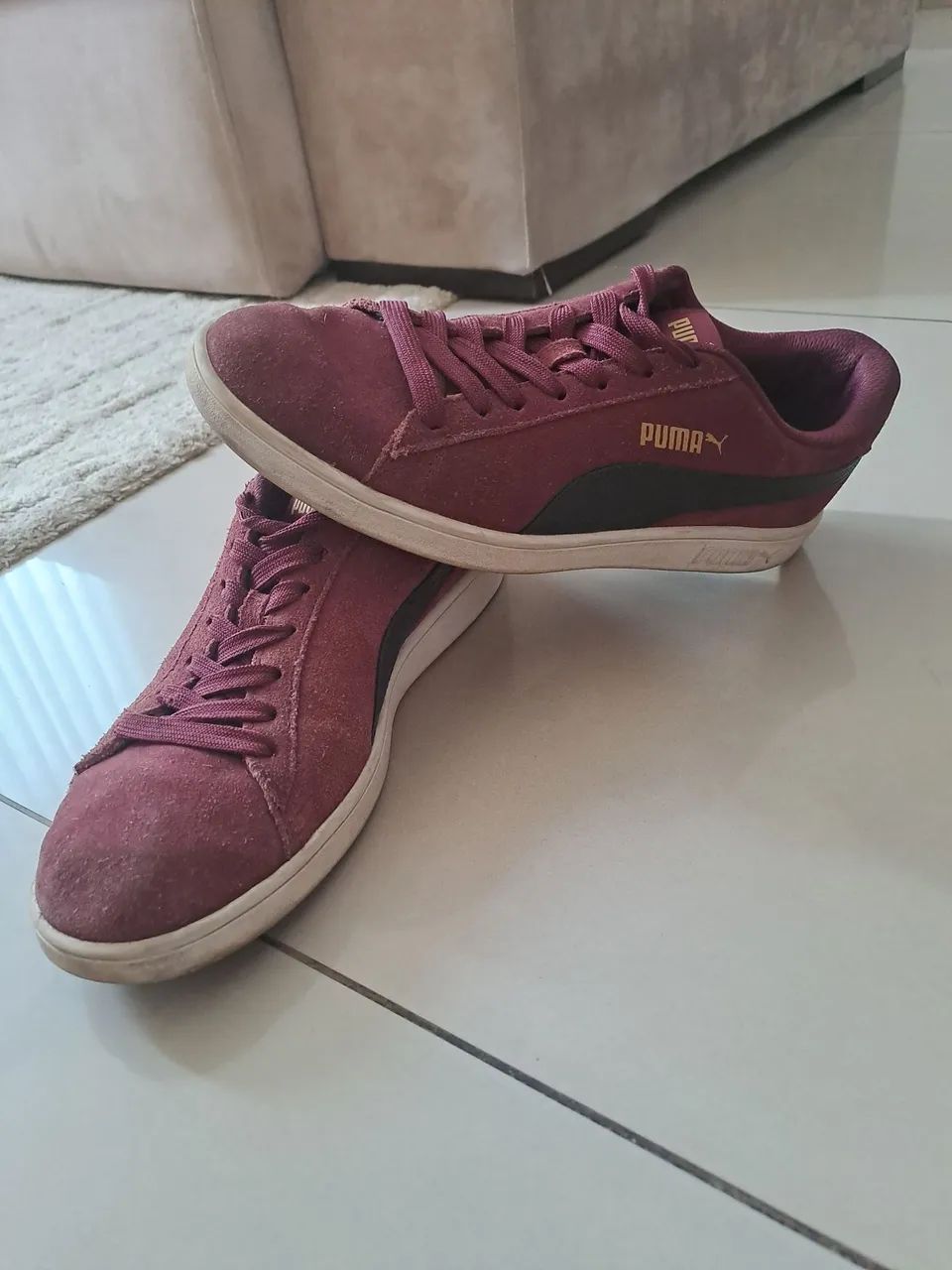 Tênis Puma Smash V2 - Edição vinho com dourado (raro) - Foto 2