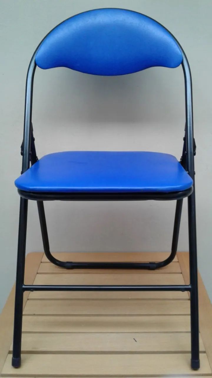 Cadeira de Metal Dobrável Azul Marinho 