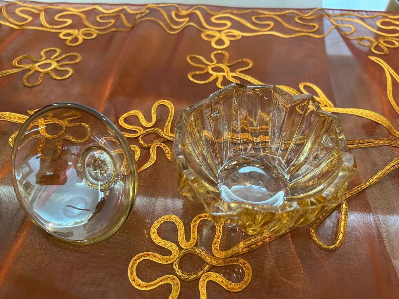 Doceira de Cristal Âmbar com Tampa - Foto 3