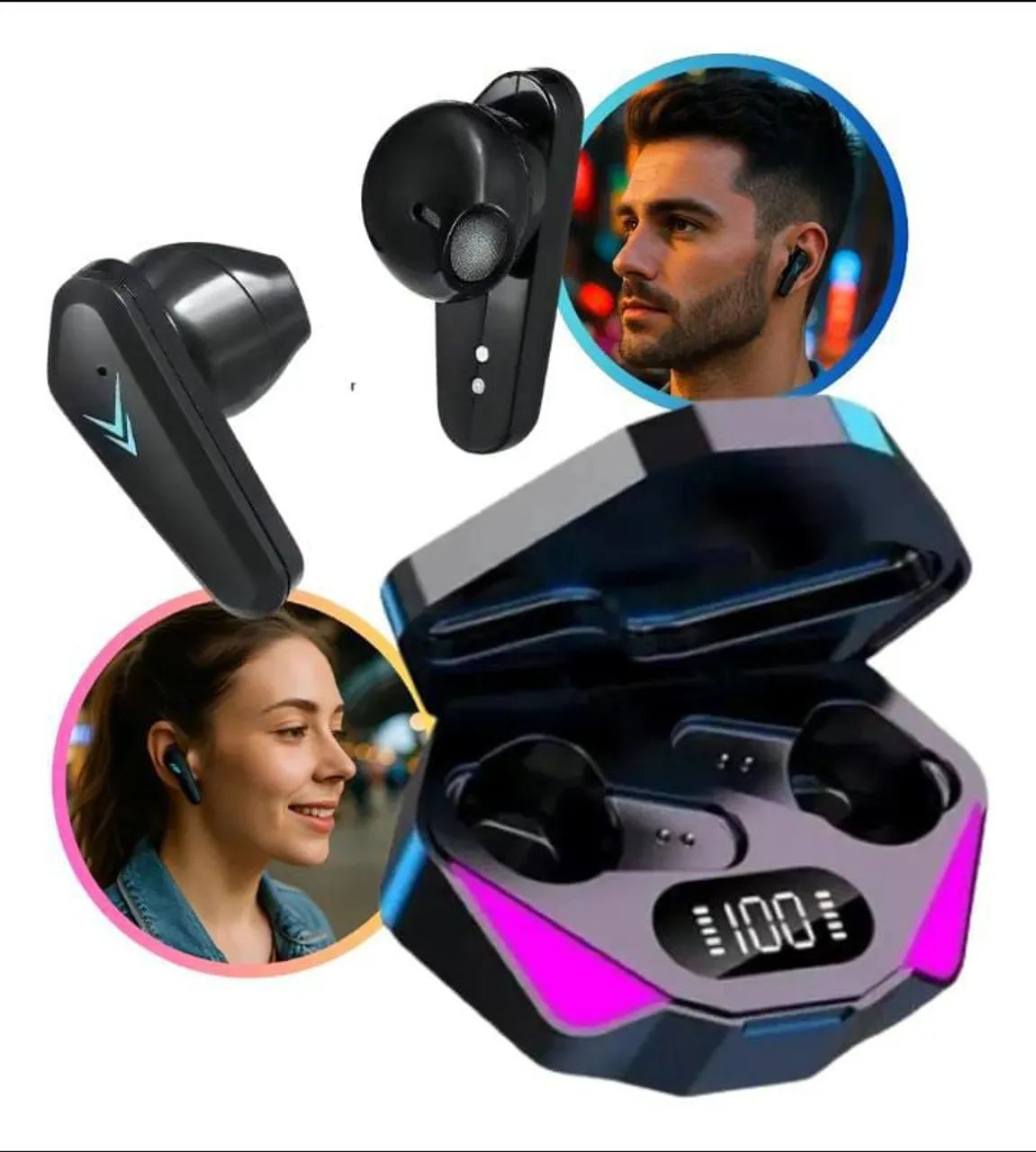 Fone De Ouvido Bluetooth TWS X15 Gamer Estéreo Led