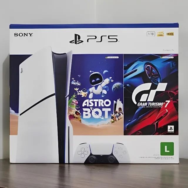Console Playstation 5 Slim Com Leitor De Discos + Controle + 2 Jogos Novo Lacrado C/ Nf