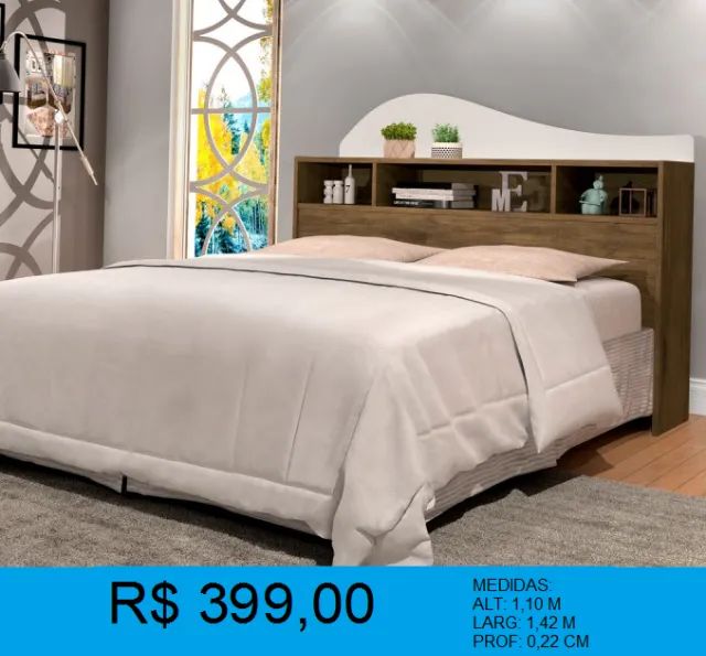 Cabeceira Casal em madeira - Entrega e montagem gratuita  - Foto 2