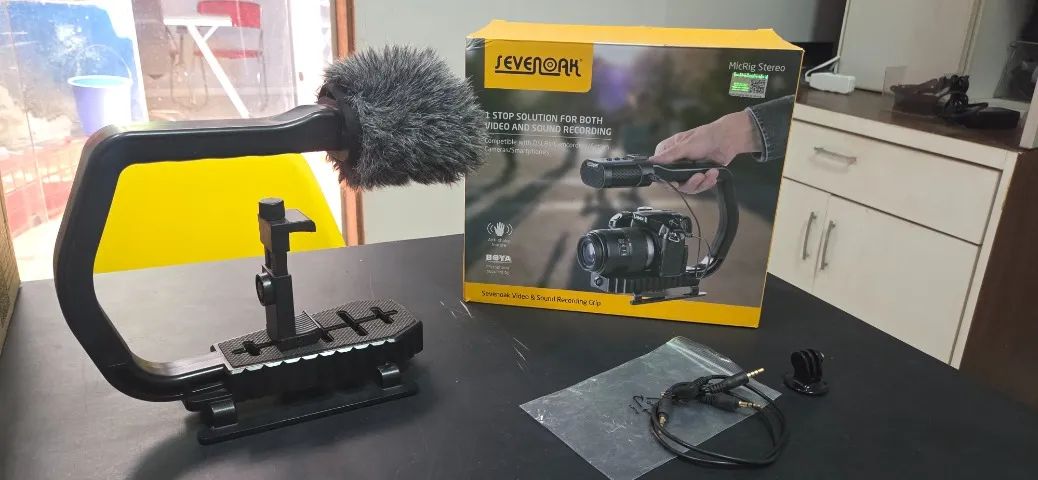 Estabilizador Grip para filmagem microfone para celular e DSL - Foto 4