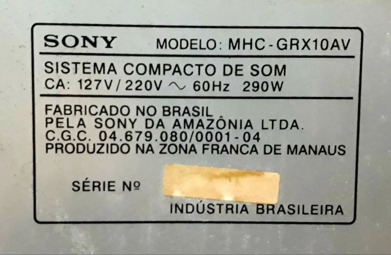 CENTRAL SONY GRX10AV DJ MIX PRÓ 310W :) - Aparelhos de Som - Dois