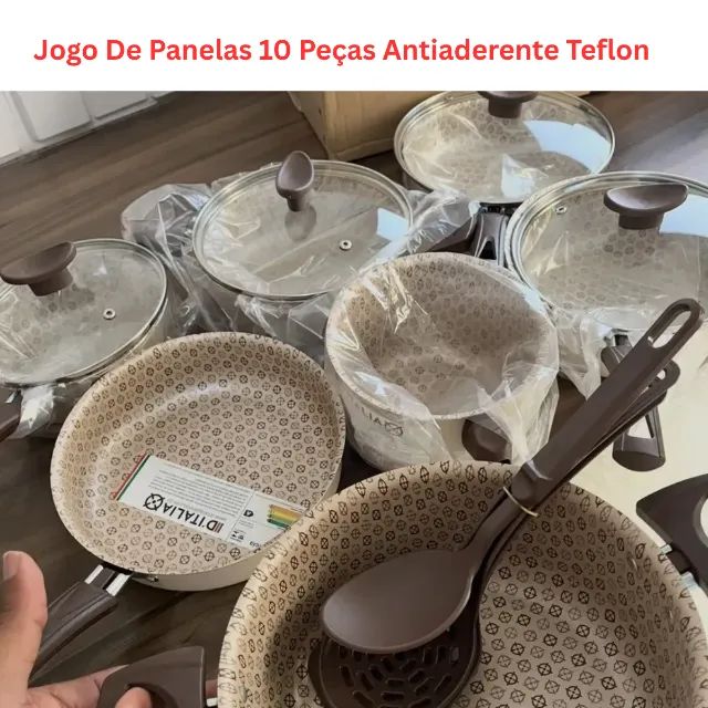 Jogo De Panelas 10 Peças Antiaderente Teflon - Linha Familiar Para Cozinha Completa, - Foto 5