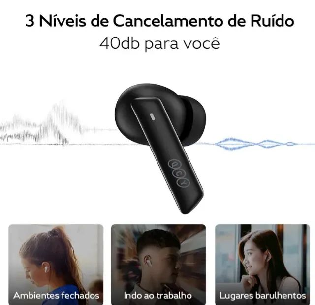 Fone Qcy Ht05 Melobuds Bluetooth 5.2 Com Cancelamento Anc Cor Preto - Foto 2