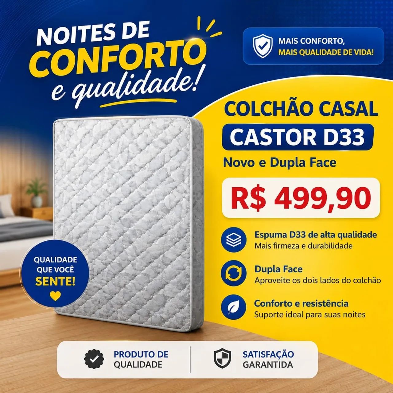 Colchão Castor Dupla Face Casal 