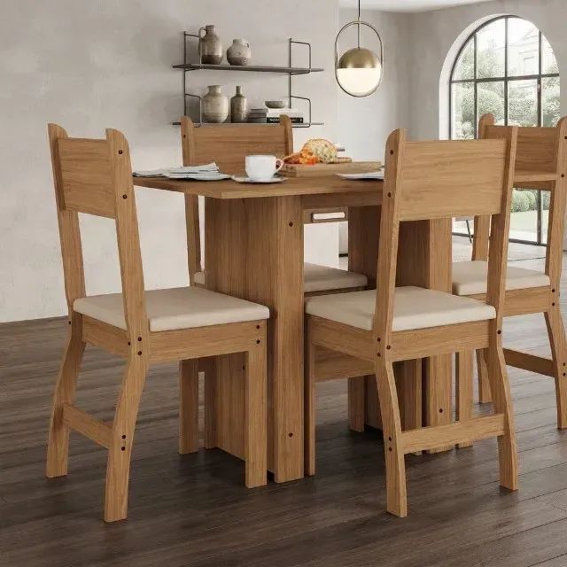 Oferta! Mesa de Jantar Milano com 4 Cadeiras Carvalho/Savana