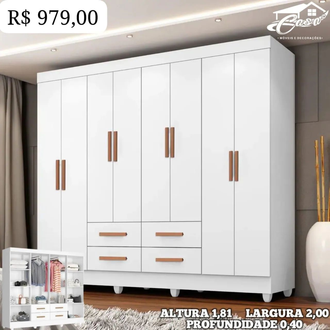 GUARDA ROUPA CASAL R$ 979,00