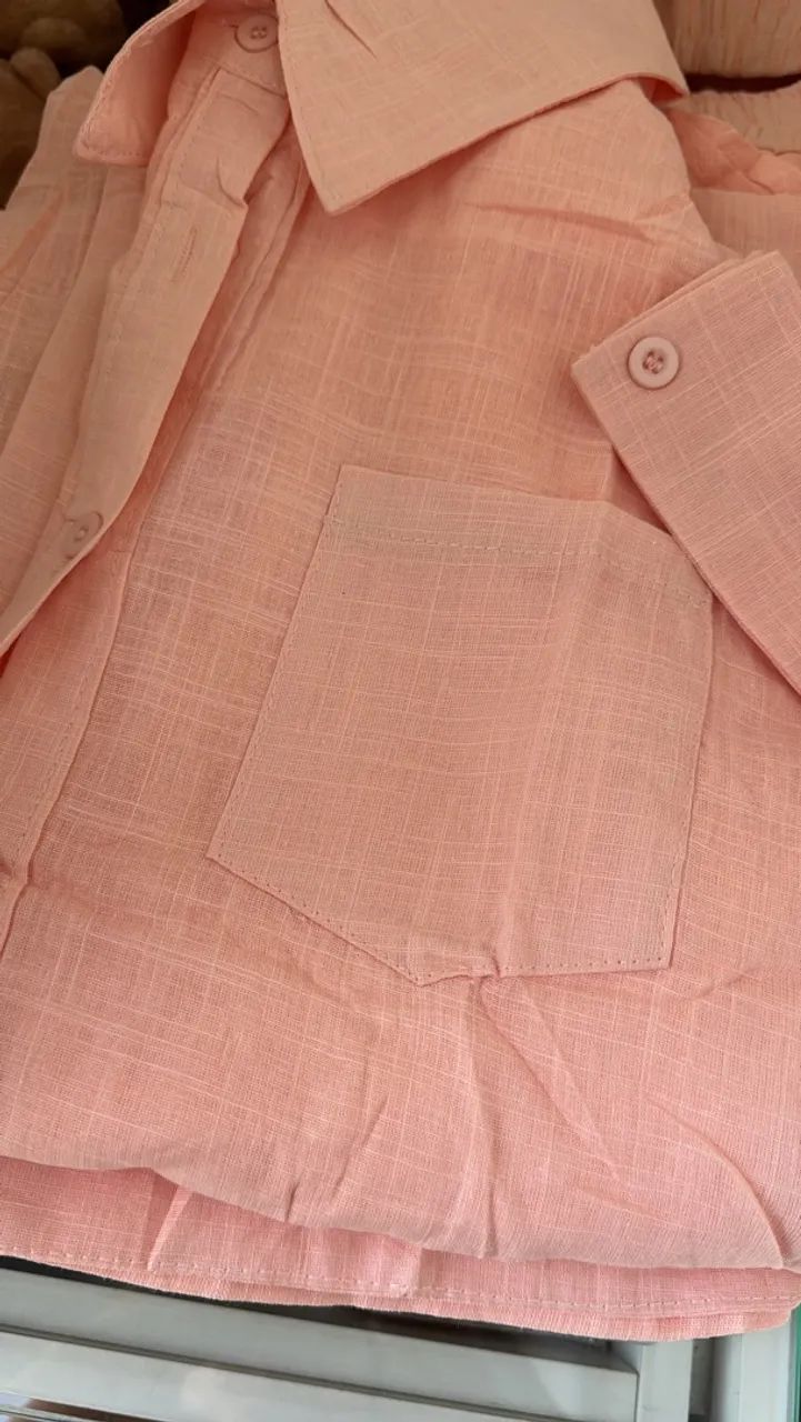 Conjunto rosa salmão no linho com top - Foto 2