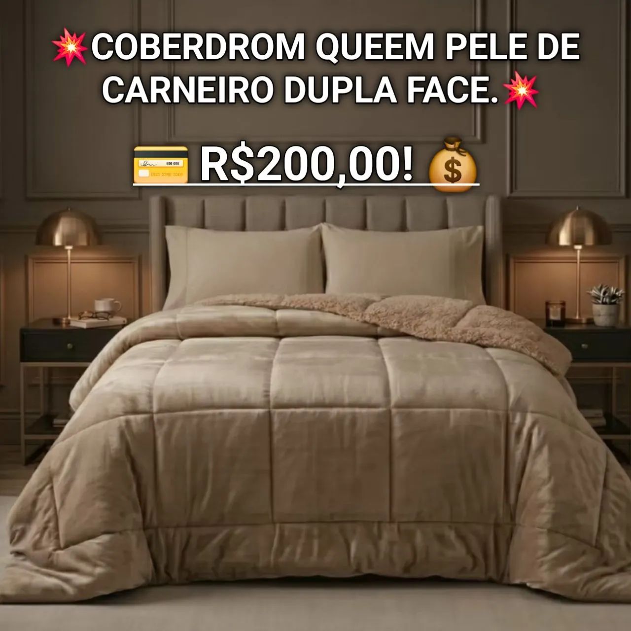 COBERDROM DUPLA FACE QUEEM SIZE - BEGE.