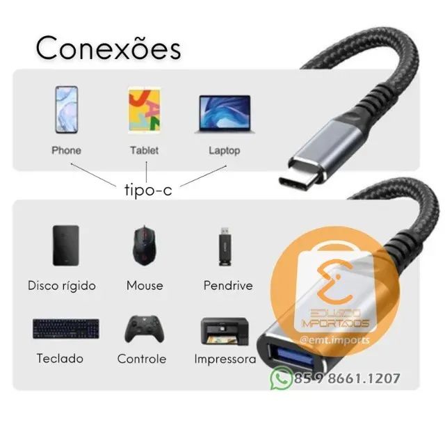 Cabo Adaptador OTG Tipo-C USB 3.0 HZ-167 - Foto 4