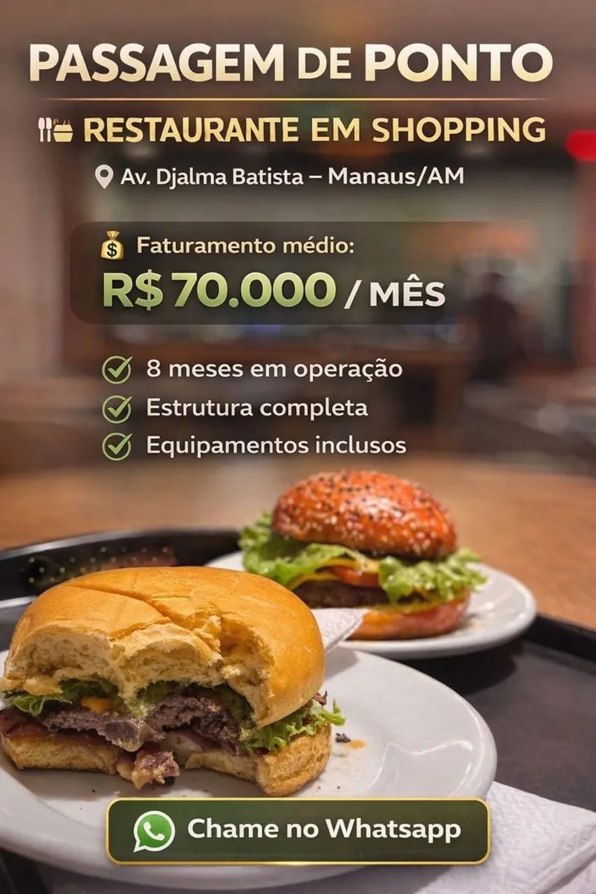 Passagem de ponto - Restaurante em Shopping 