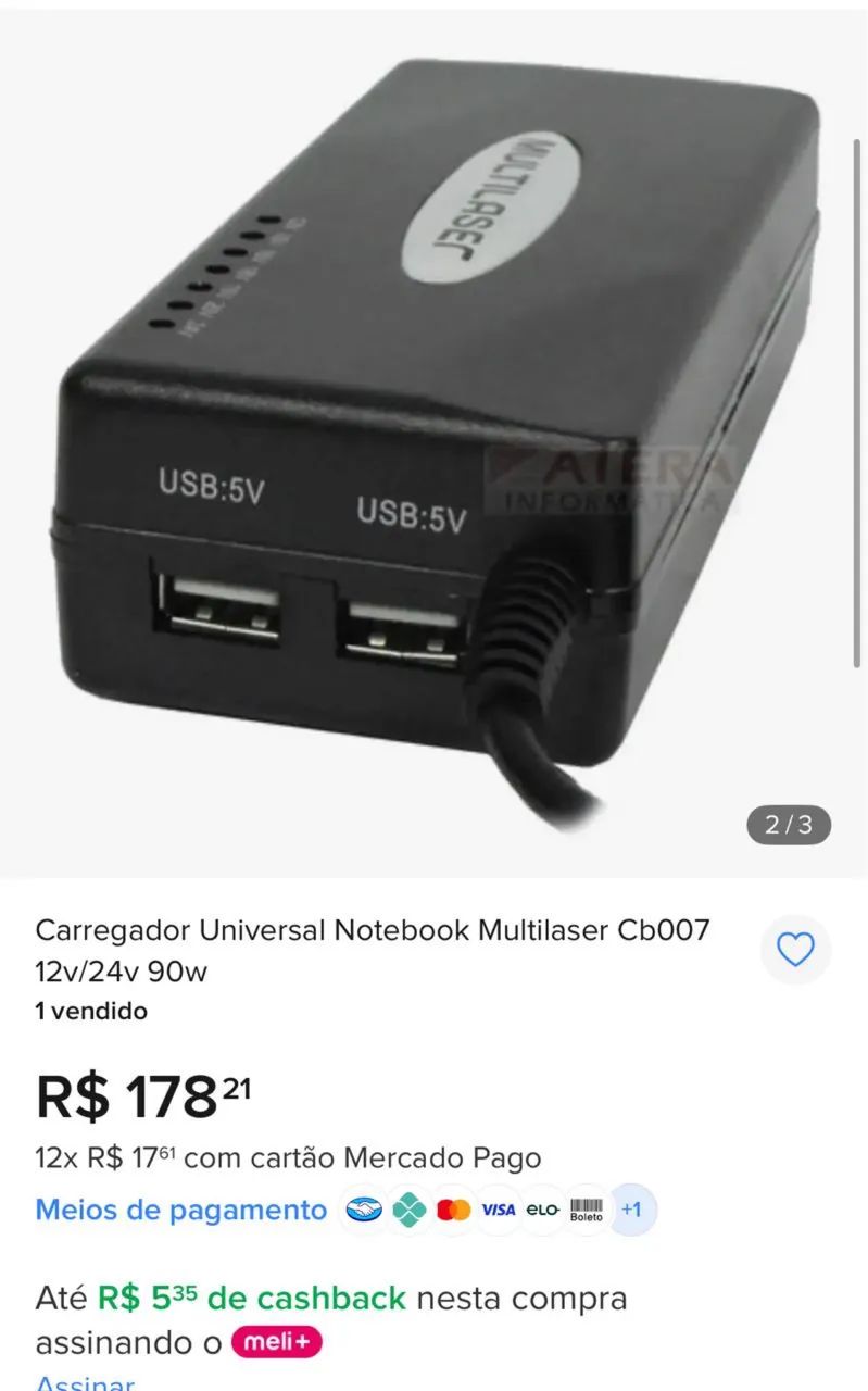 Fonte Notebook Multilaser universal
