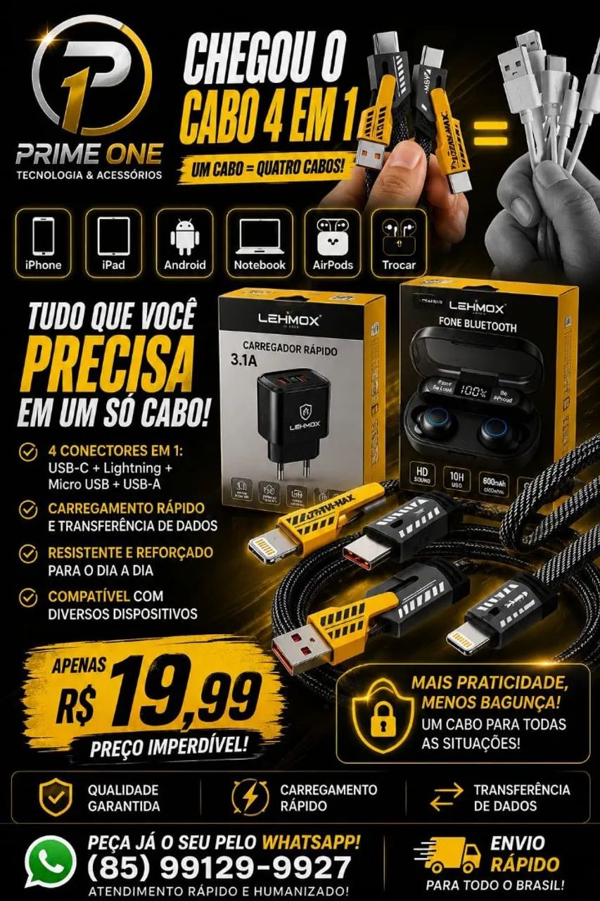 Cabo 4 em 1 TURBO!!! - Foto 2