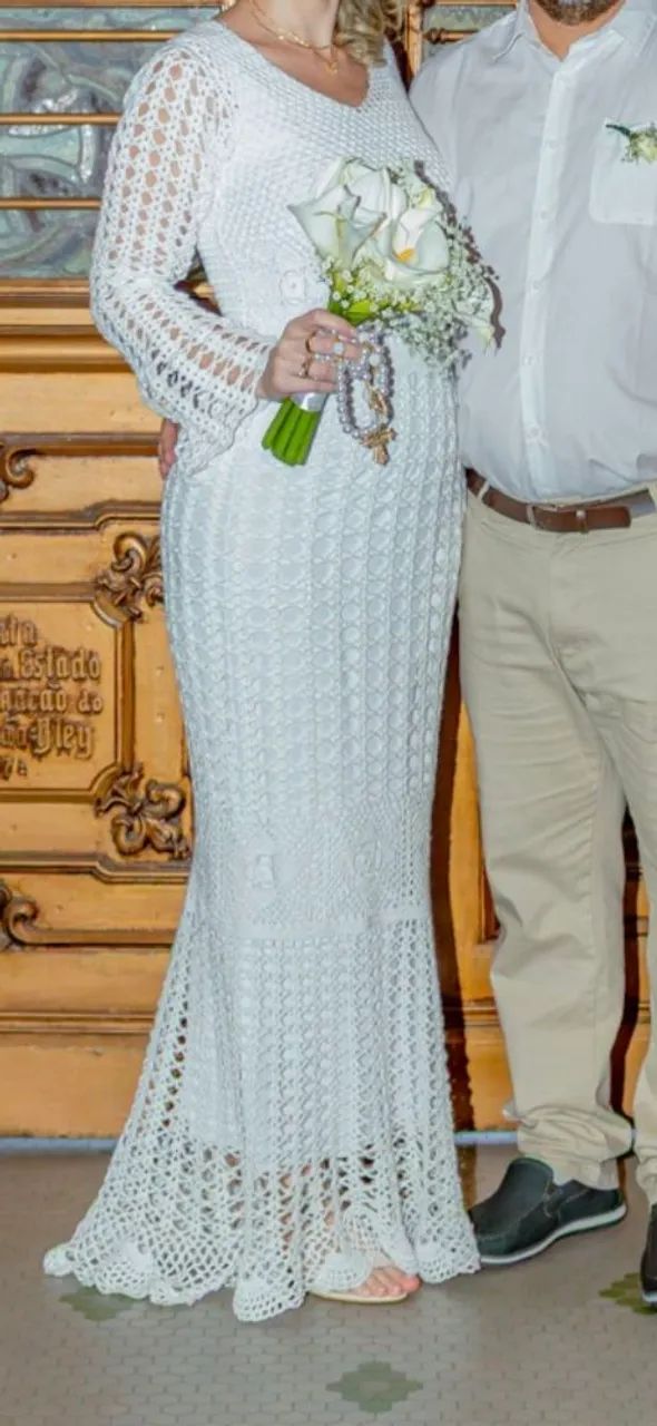 Vestido de noiva em crochê 