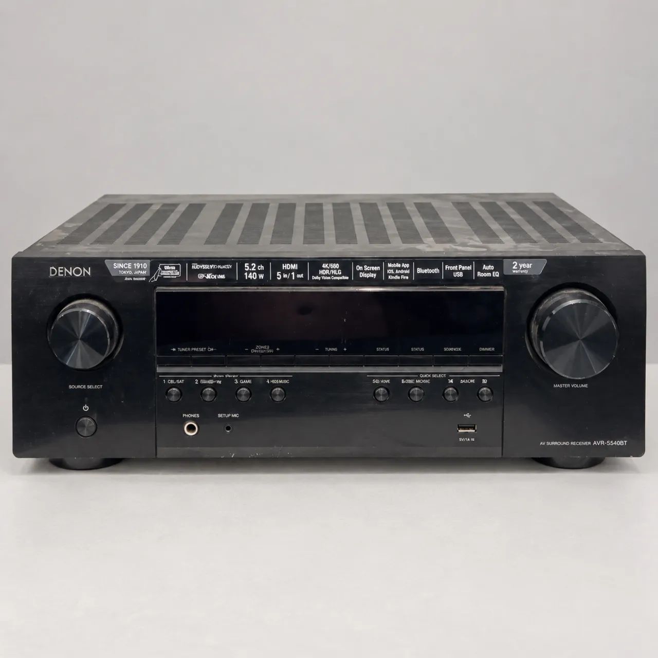 Receiver Denon AVR-S540BT 5.2 Canais 4K Bluetooth 