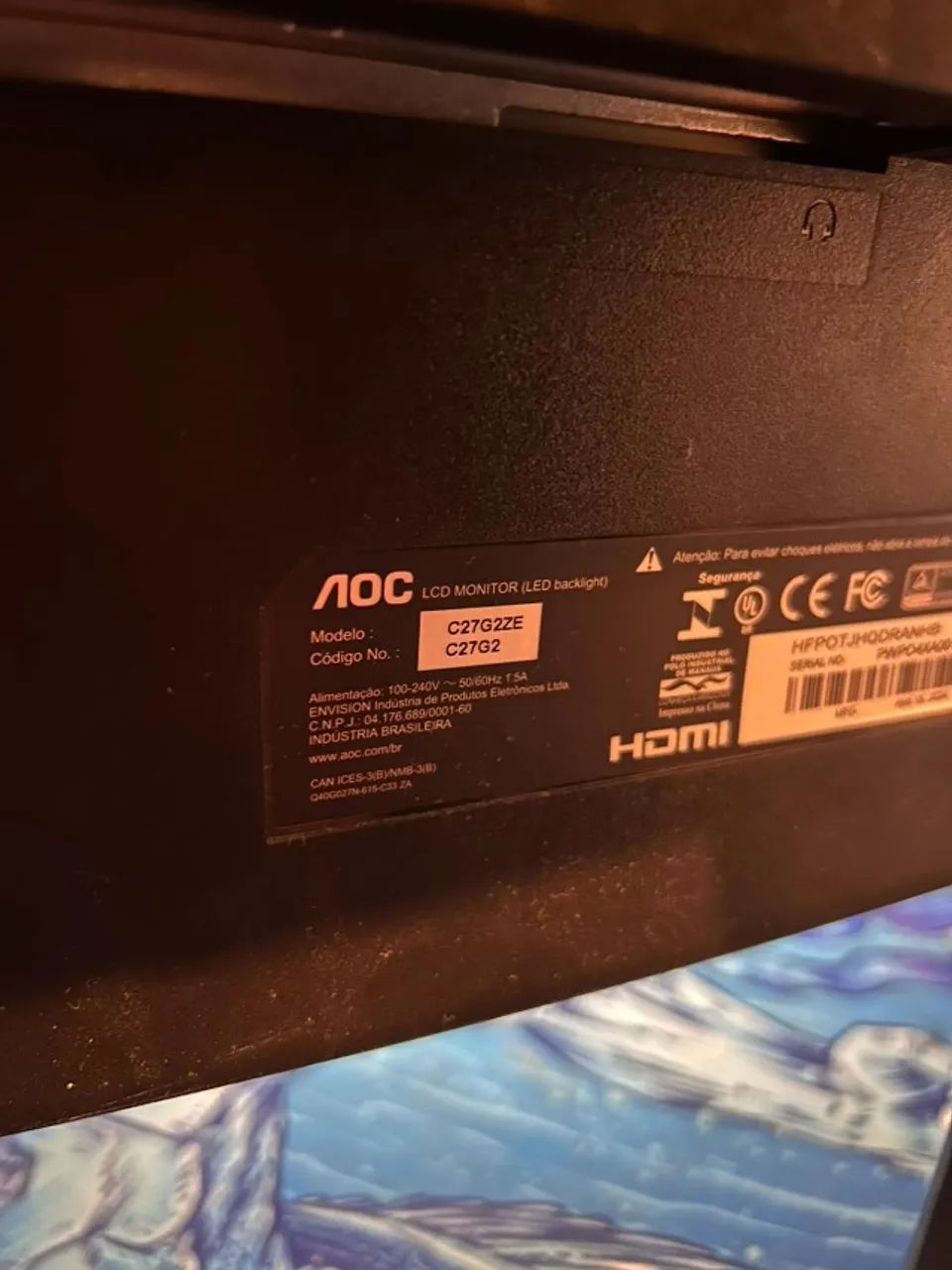 Monitor AOC 27" Curvo (Tela quebrada) - Foto 3