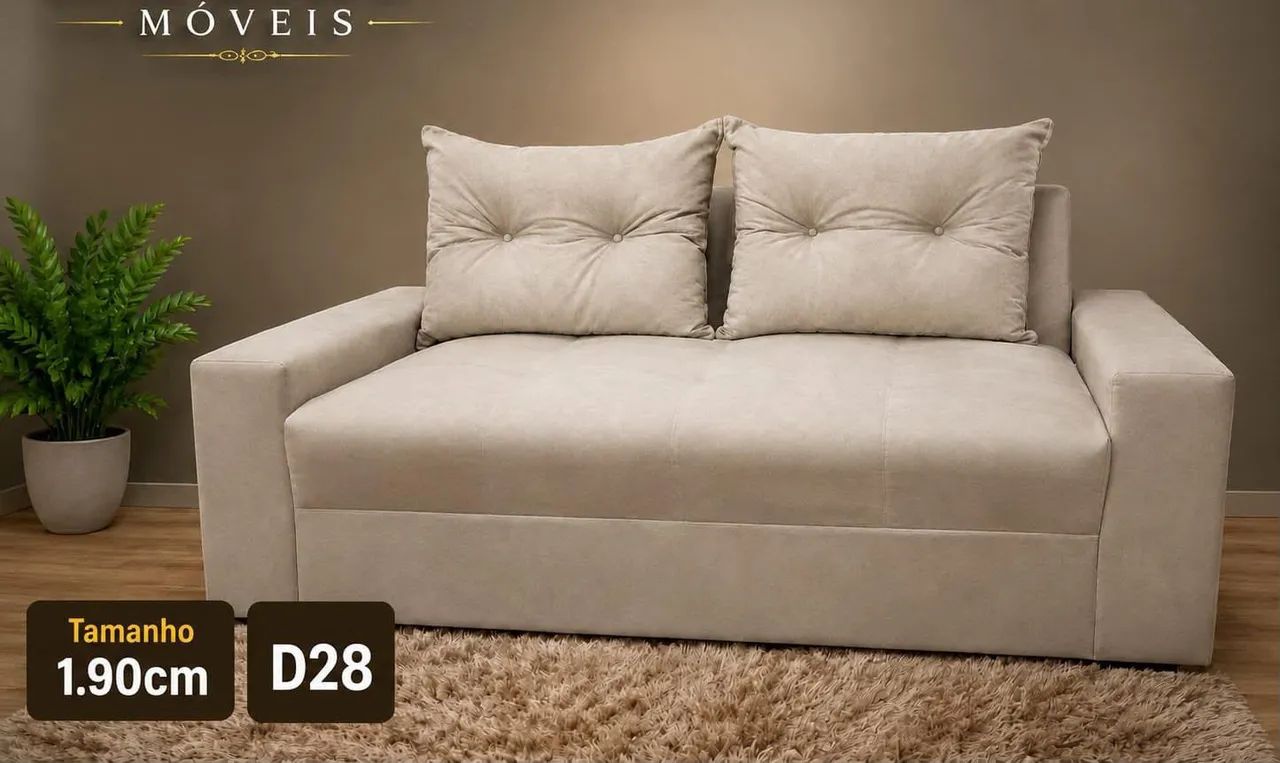 Sofá Bege pronta entrega, 1,90m espuma D28,preço R$850, contato *