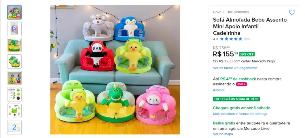 Sofá Almofada Bebê Assento Mini Apoio Infantil Cadeirinha - Foto 3