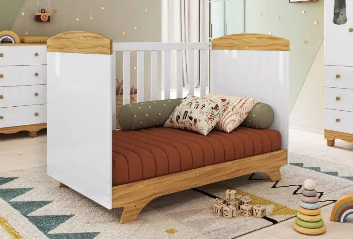 Berço Cama Cris Americano, 100% MDF - Peroba - Foto 4