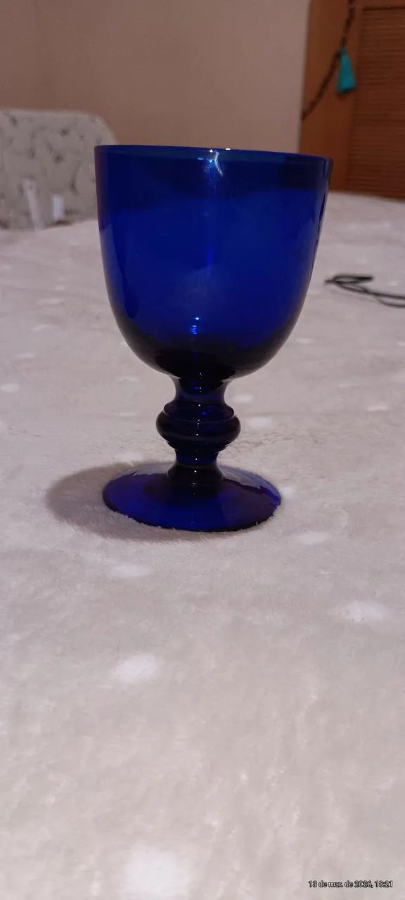Taça antiga  azul COBALTO 12 cm - Foto 5