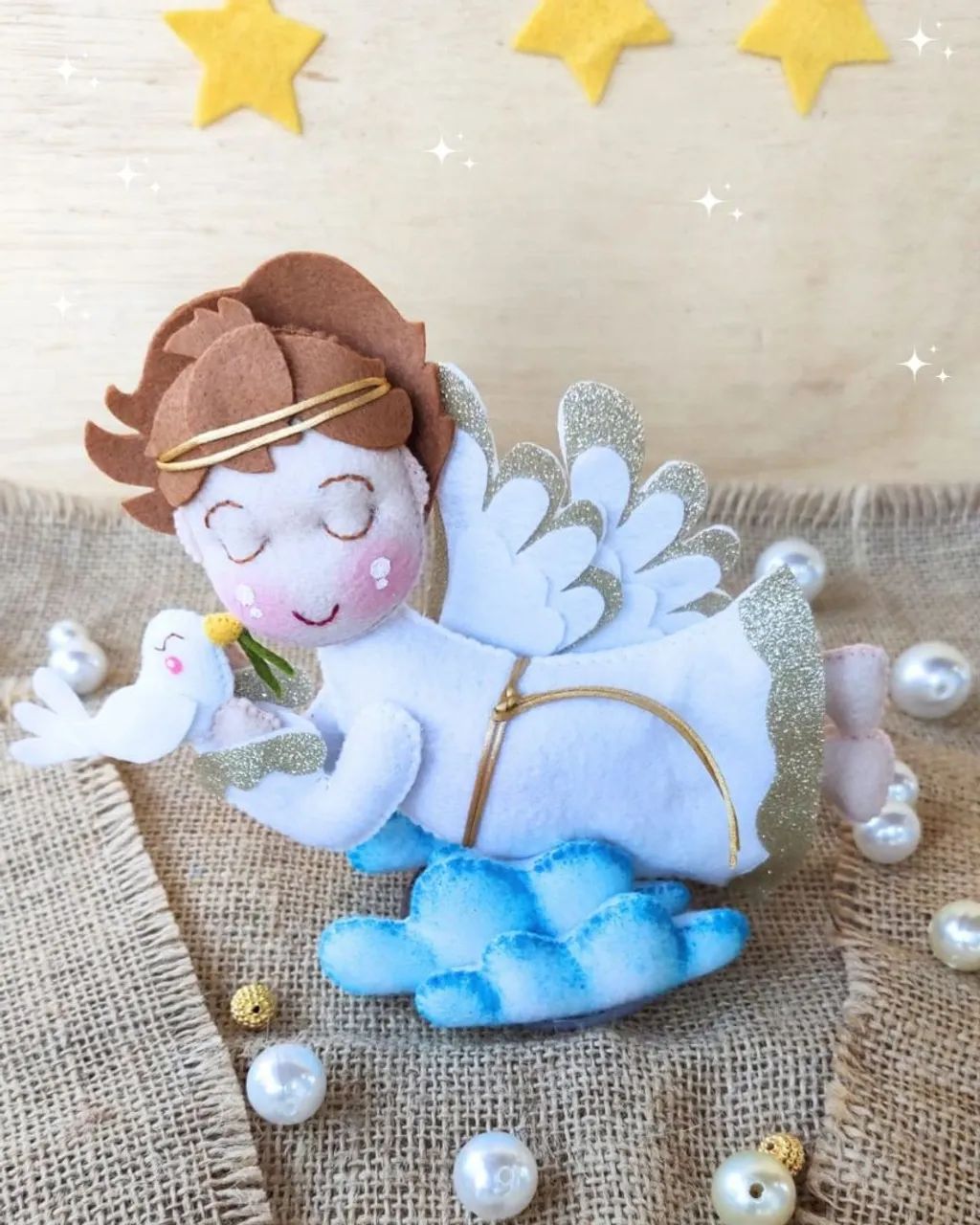 Decoração Batizado kit Bonecos em feltro - Foto 5