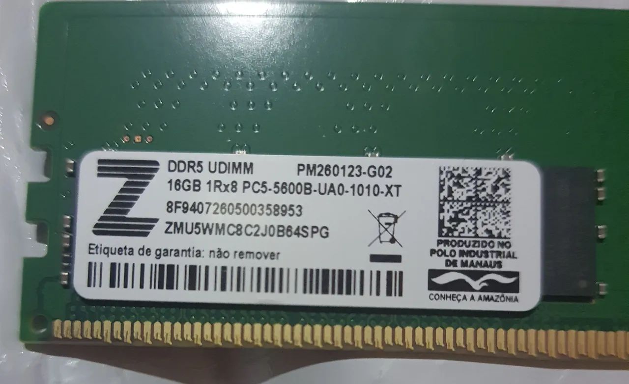Memoria RAM DDR5 32GB 2x 16GB 5600MHz Smart Zilia - Memória RAM