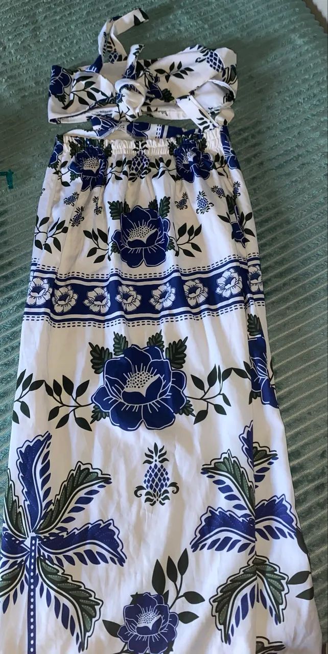 Conjunto e cropped de crochê do Brasil - Foto 4