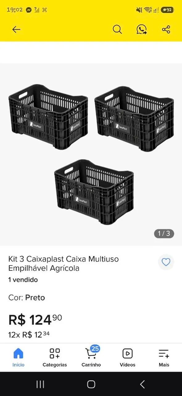 Caixa organizadora caregamento ceasa ou mercado 