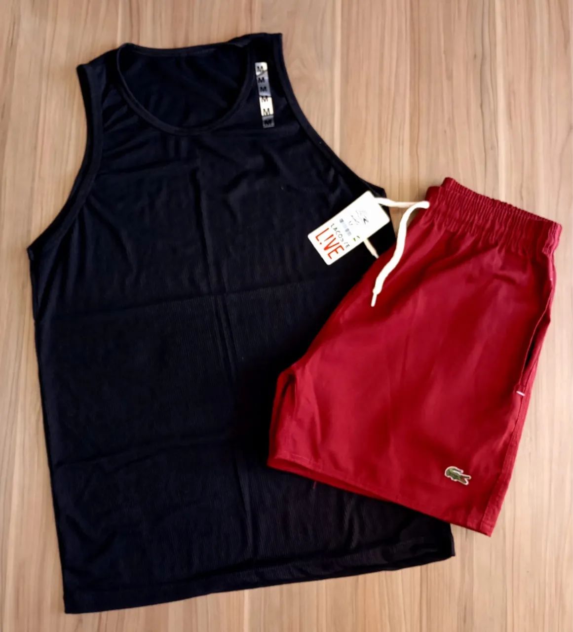 Conjunto masculino short linho e regata canelada 