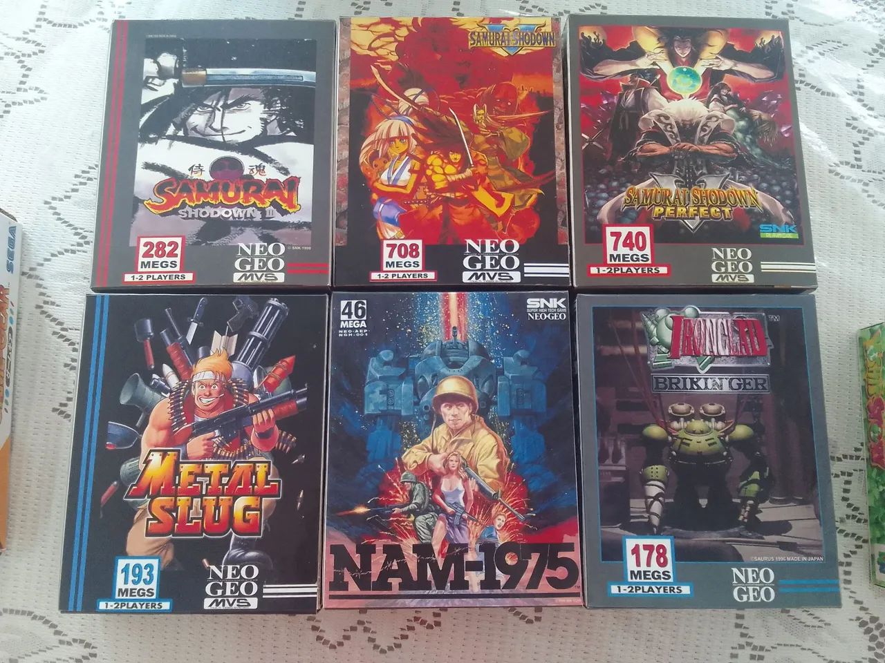 10 caixas neo geo MVS reprodução completos com manual - Jogos de