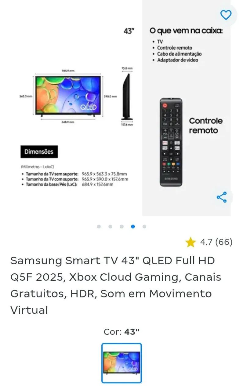 TV Samsung 43 QLED Full HD - Foto 4