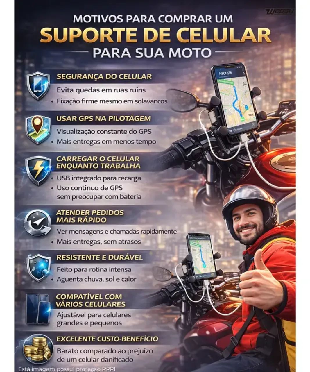 Suporte de Celular para Moto - Foto 3