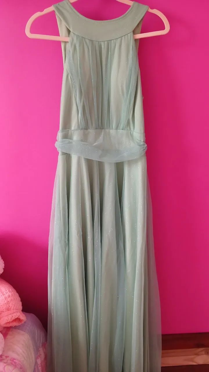 Vestido de festa verde menta